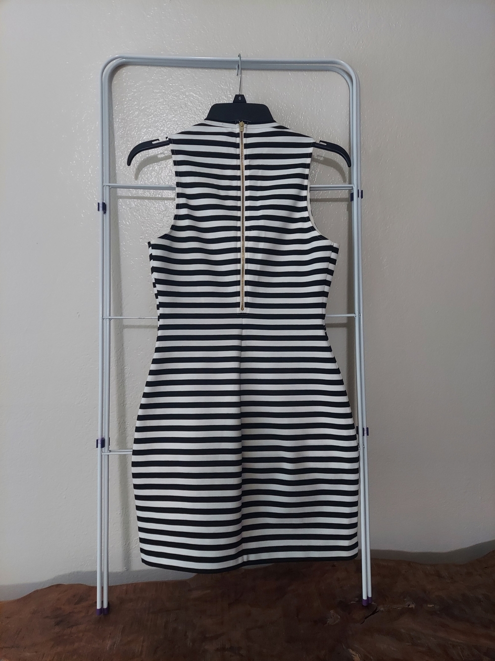 Express Black and White Striped Cutout Mini Dress - Picture 3 of 7